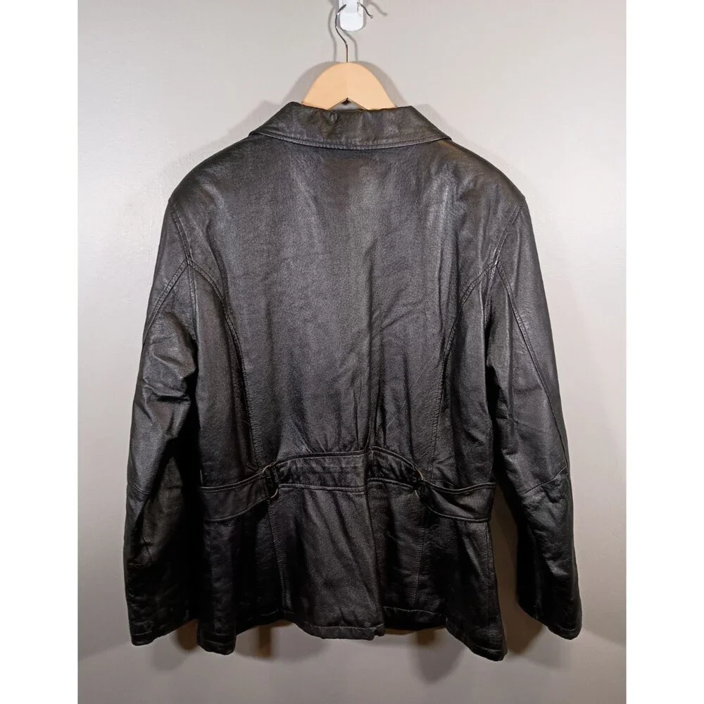 Phase Two Womens Black Long Sleeve Collared Pockets Full Zip Jacket Size Large